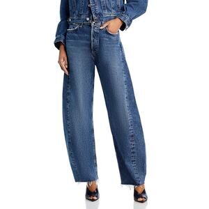 AGOLDE Luna Barrel Size 31 Control Medium Wash High Rise Raw Hem Jeans